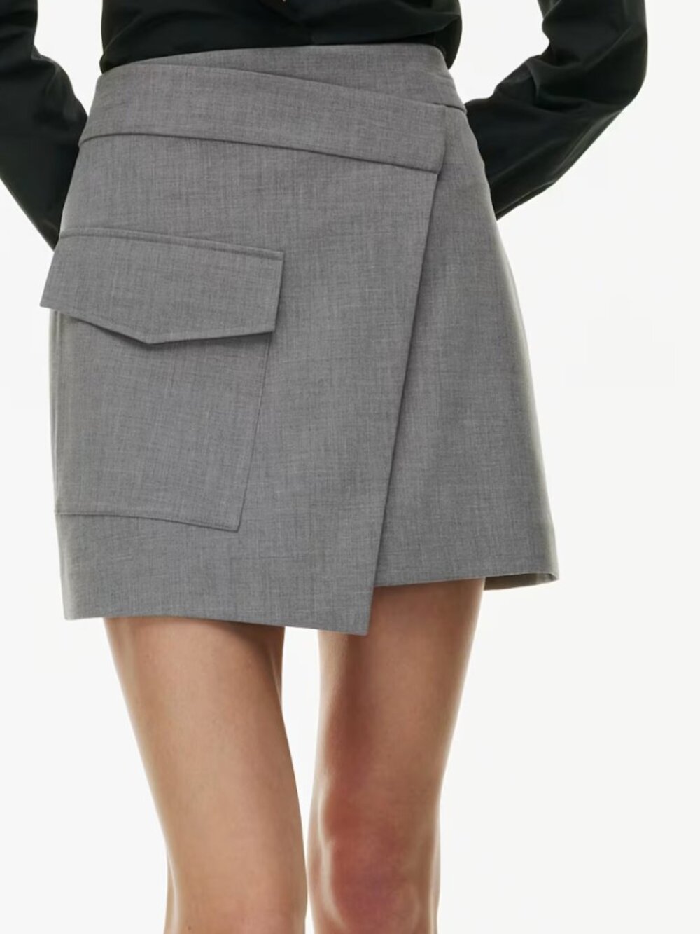 Babaton Happy Hour Skirt Women's Size 8 Heathered Gray Wrap Mini Cargo NWT